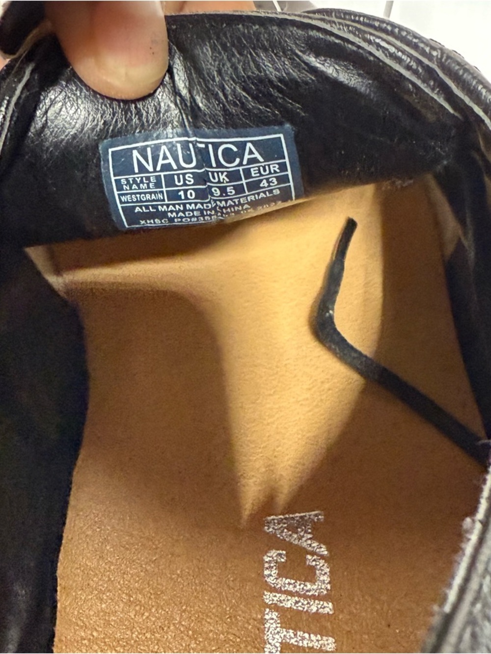 Nautica Black Leather Men's Lace-Up Shoe with Tan Insole - Picture 3 of 4